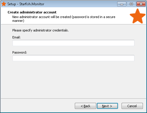 Starfish Monitor installer - create administrator